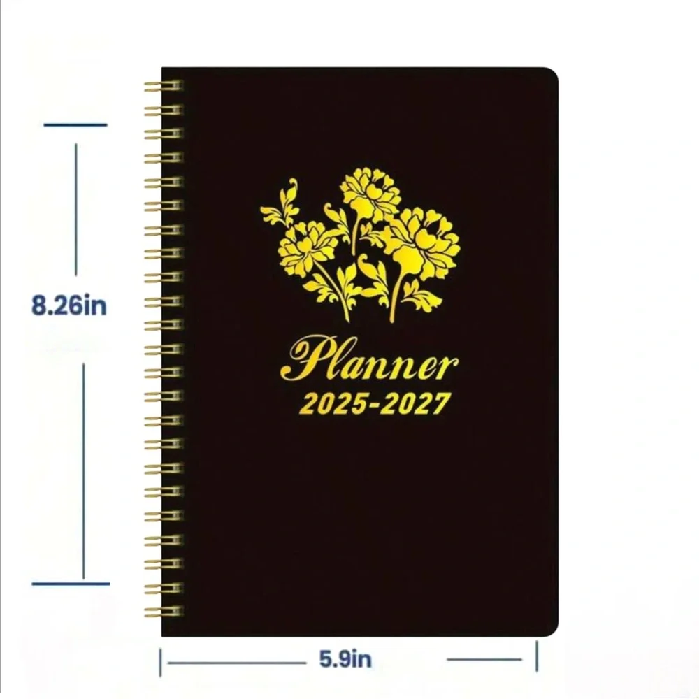 2025 - 2027 3 Year Black & Gold Planner Calendar